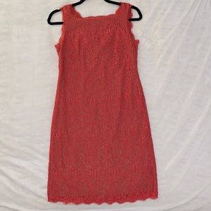 Adrianna Papell Coral Lace Midi Dress
